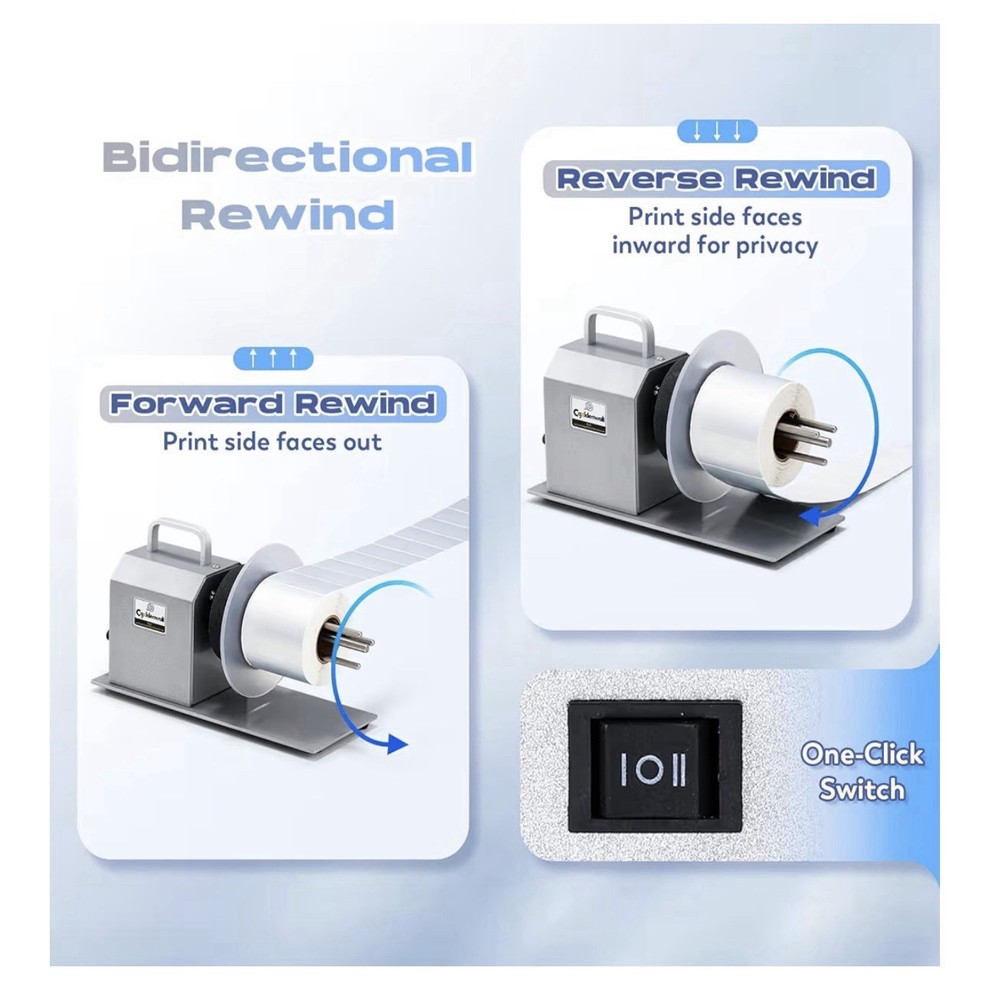 CGOLDENWALL Compact Quiet Automatic Label Rewinder Machine Bidirectional Coreles