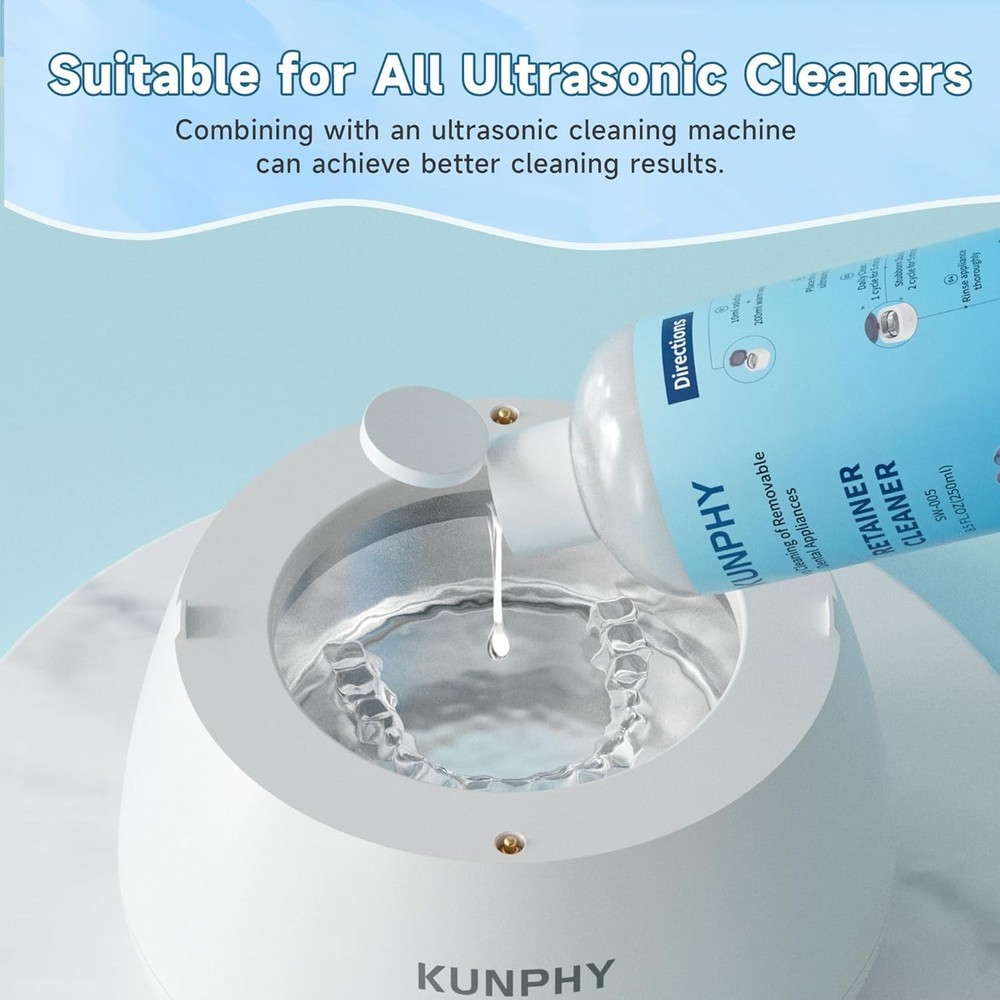 Gentle Ultrasonic Retainer Cleaner - 250ml Solution for Long-Lasting Freshness