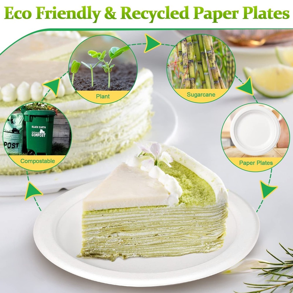 Small Paper Plates 6 inch, 500 Pack Plates Bulk, 100% Compostable Disposable ...