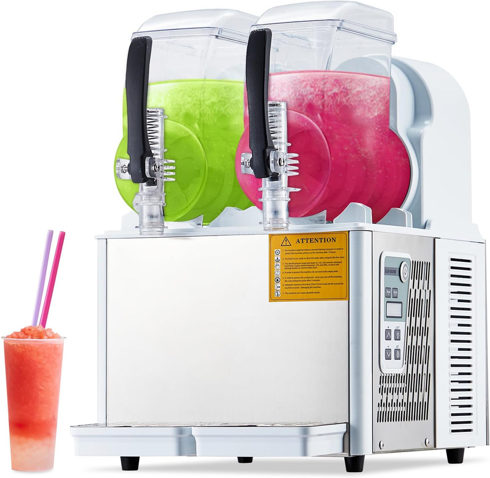 2.1 Gal Commercial Slushy Machine - Automatic Clean for Frozen Drinks