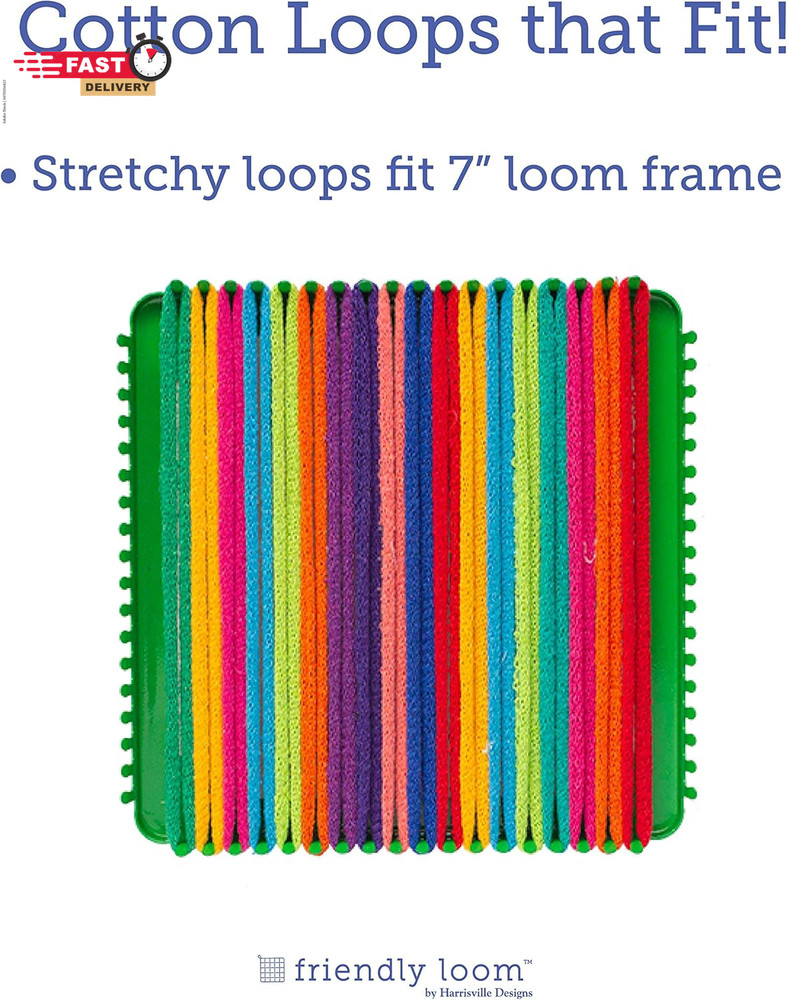 Friendly Loom | 7” Traditional-Sized Multicolor Potholder Weaving Loops | Craft