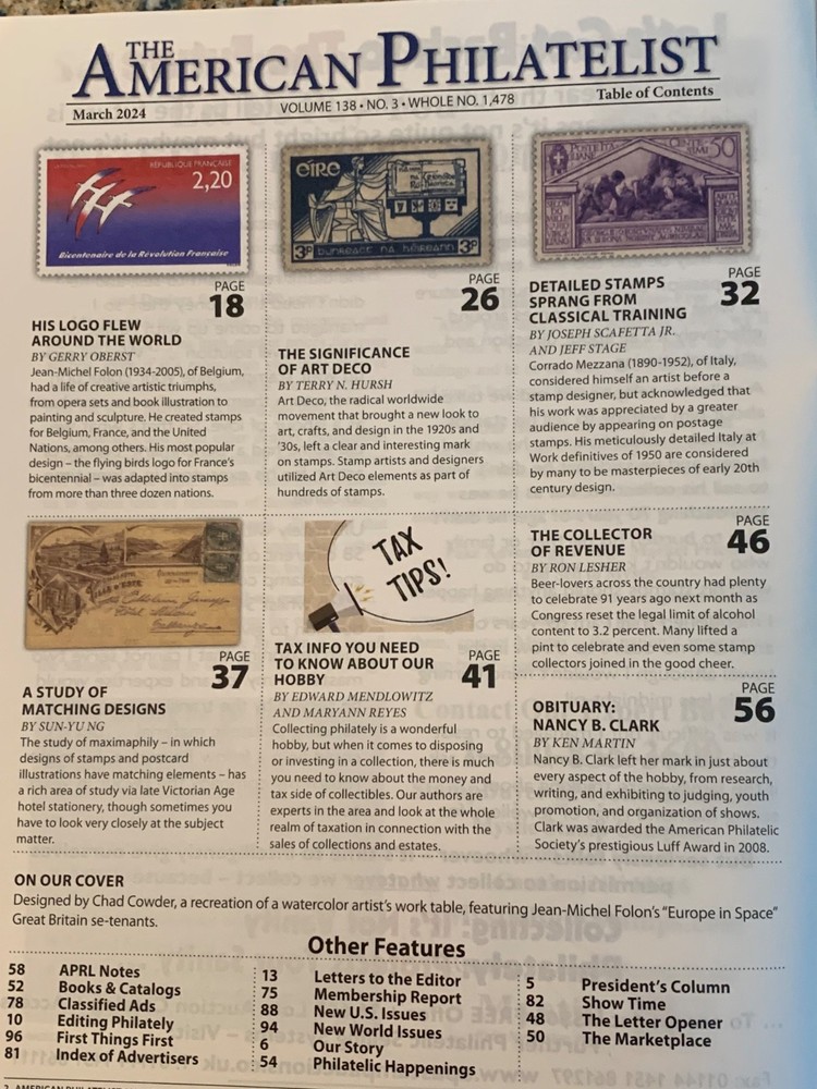 American Philatelist Magazine 2024, March