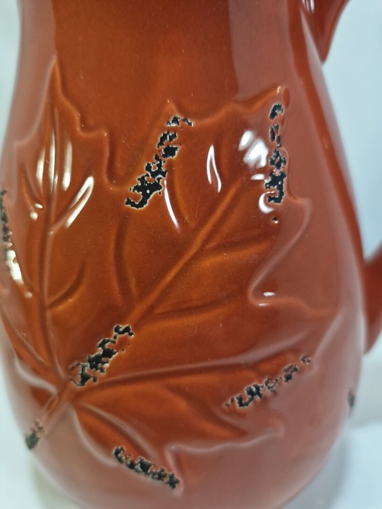 Rare Orange Unique Pitcher leaf design rustic looking, C3