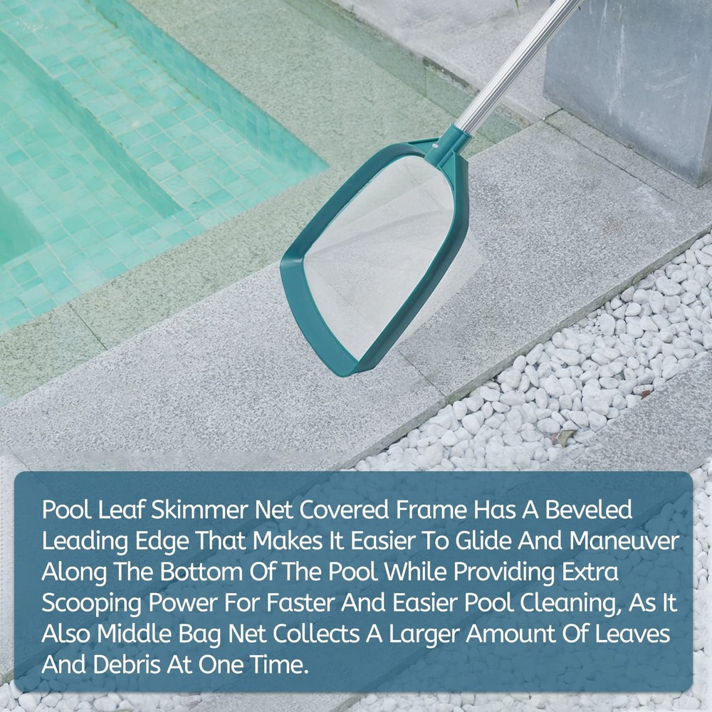 POOLWHALE Upgrades Swimming Pool Leaf Net Skimmer Rake with Adjustable Alumin...