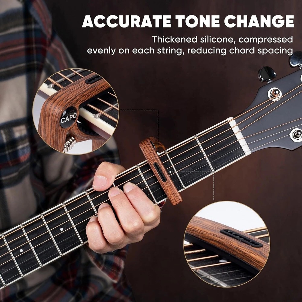 Professional 6-String Guitar Capo Acoustic & Electric Guitar Universal & 4 Picks