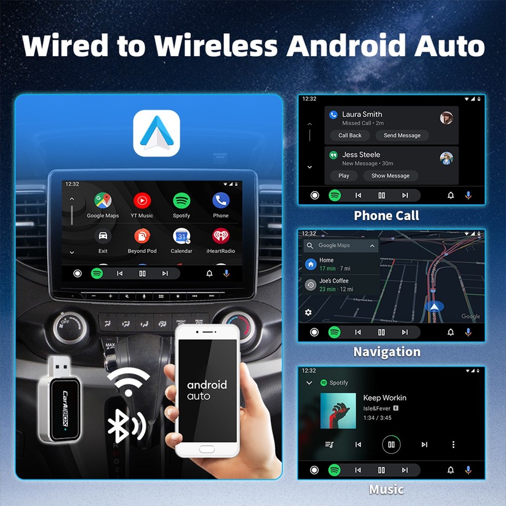 USB Wireless CarPlay Adapter For iPhone Apple Wireless Dongle Plug ＆Play Black