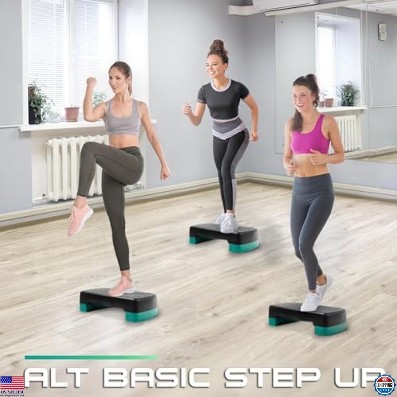 Adjustable 18.1" Aerobic Step Platform with 2 Risers for Home Gym Workout