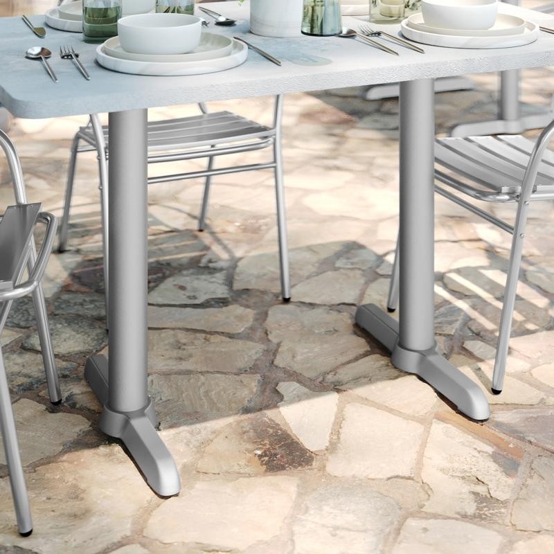 5'' x 22'' Restaurant Table T-Base with 3'' Dia. Table Height Column in Silver