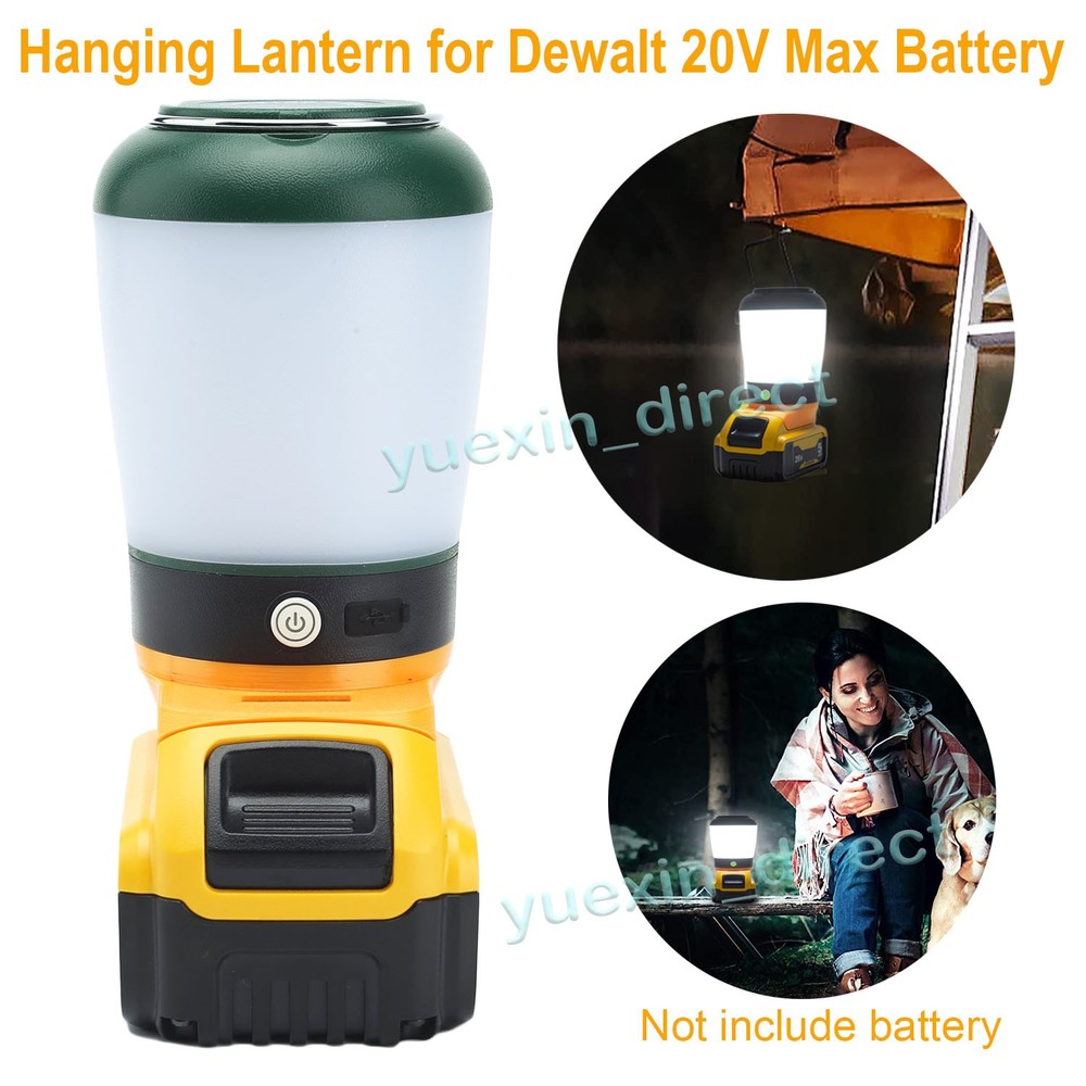 Portable Rechargeable LED Camping Lantern Flashlight Lamp for Dewalt 20V Battery