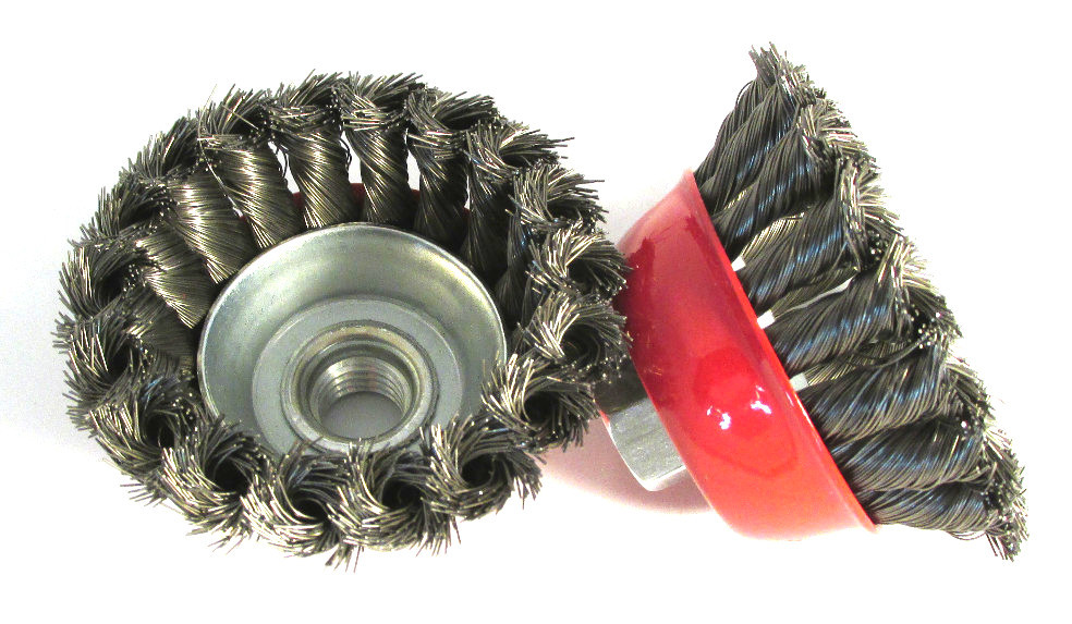 3" Knot Type Wire Cup Brush for 5/8" arbor angle grinders - 2 pc set