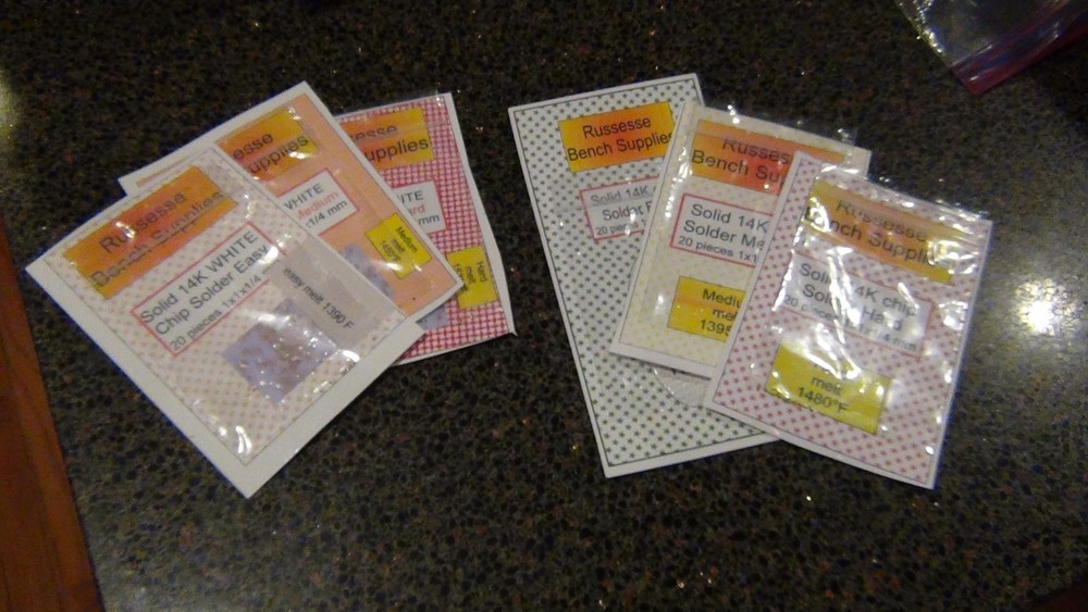 Solid 14k Gold solder chips 6 pack easy medium har yellow white gold progressive