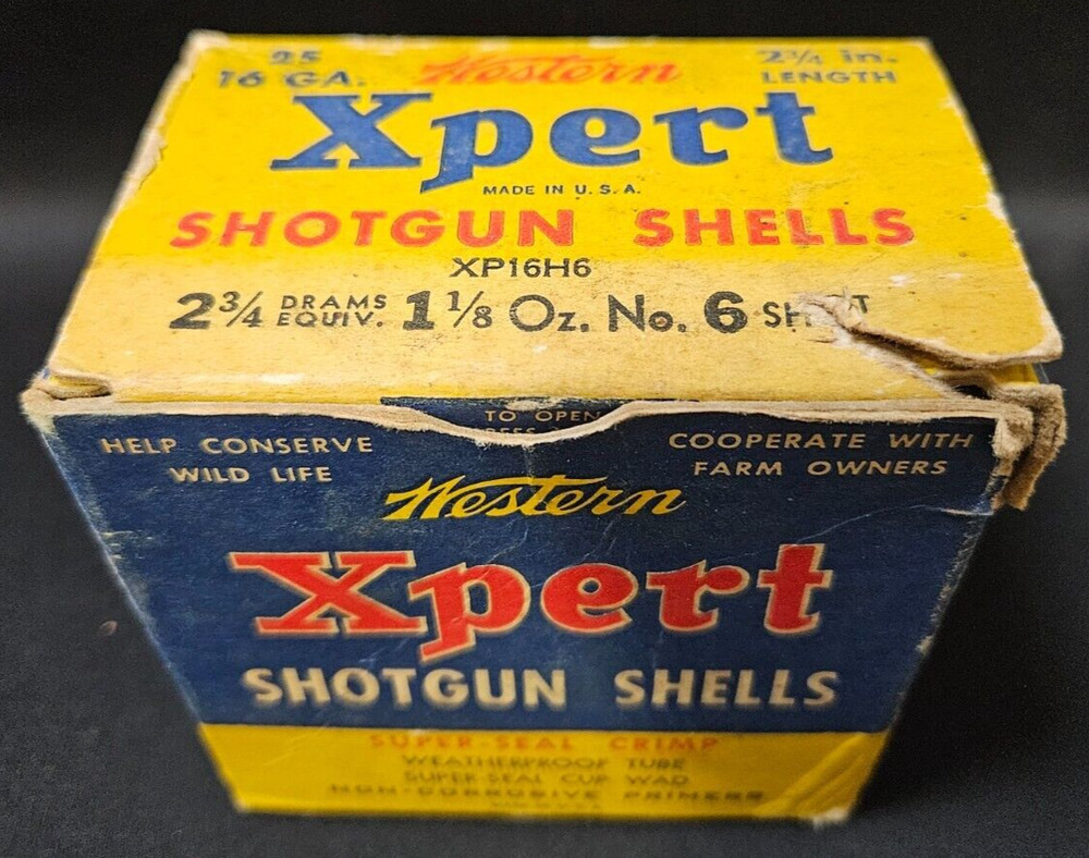 Vintage Western Xpert 16 GA. Shotgun Shells Empty Box