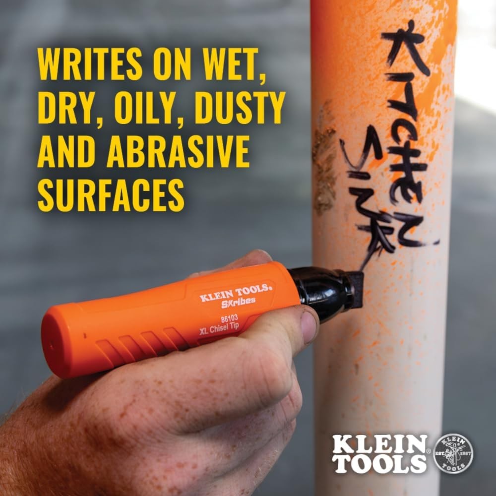 Klein Tools 86103 Skribes XL Permanent Marker, Chisel Tip, Professional-Grade In
