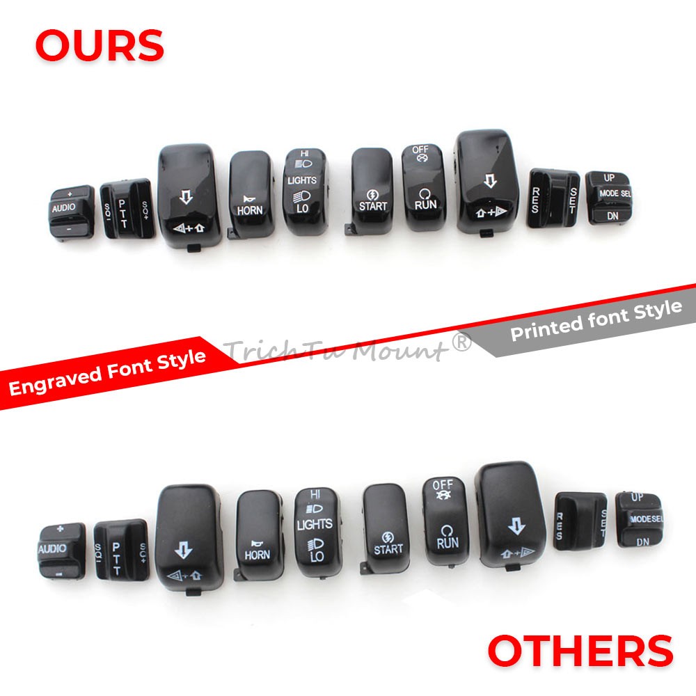 Motorcycle 10pcs Hand Control Switch Button Caps Fits For Harley Electra Glide