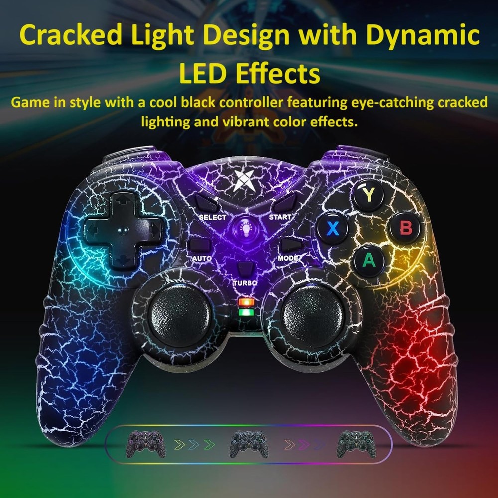PC Wireless Gaming Controller Colorful LED Vibration TURBO LED Vibration Motor