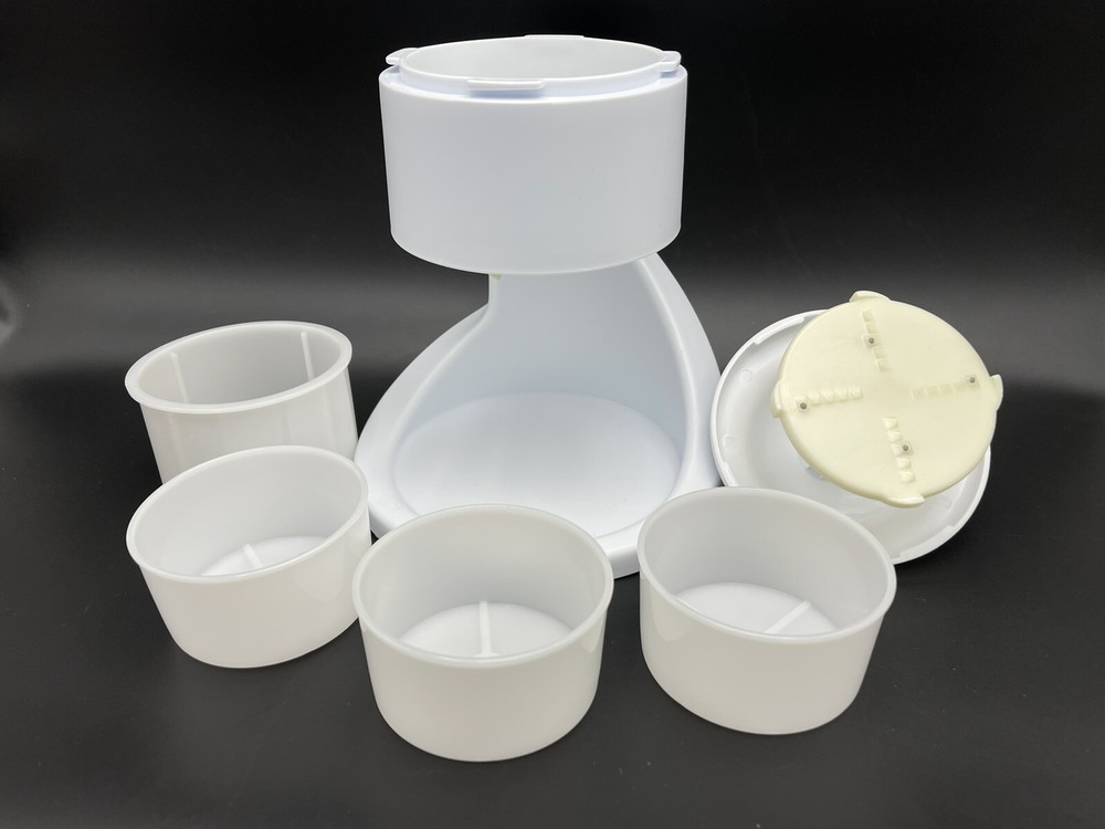 Vintage White Manual Shaved Ice Maker Snow Cone Maker with Cups