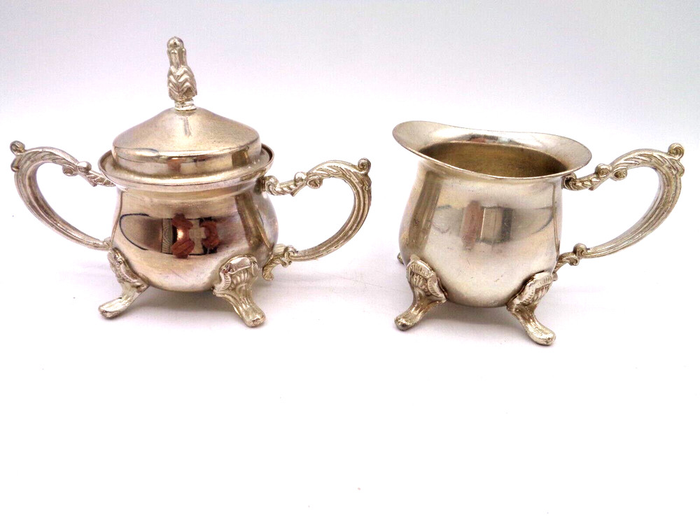 Vintage Silver Plated Footed Cream and Sugar Set, International Silver Company