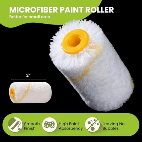 Paint Roller Kit, 12 Pack, 2 Inch Mini Paint Rollers, Small Paint Tray Liners,