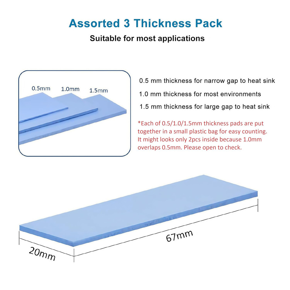 ADWITS 12-Pack Thermal Conductive Silicone Pads for SSD CPU GPU Cooling - Blue