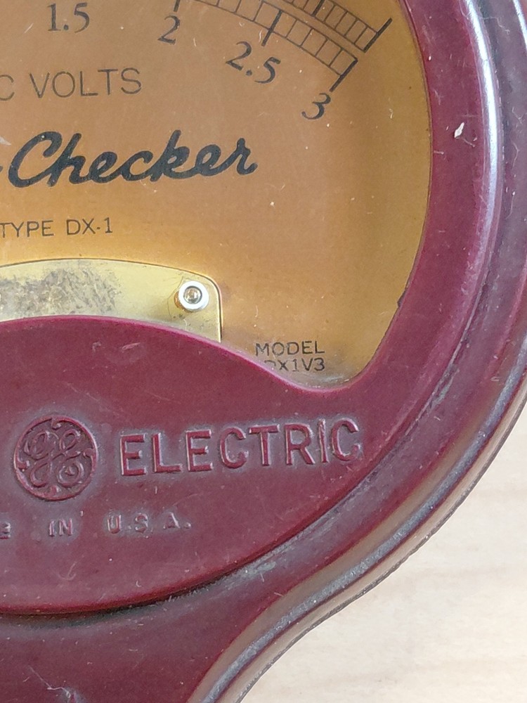 GE Volt Checker Type DX-1 (9V RANGE NOT WORKING) RARE Voltmeter Dk Red Bakelite