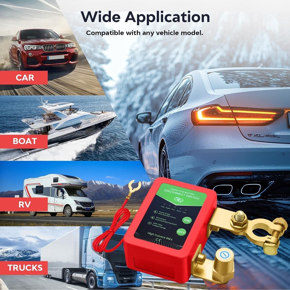 Kill Switch for Car - 12V Remote Battery Disconnect Switch Smart Voltage Car ...