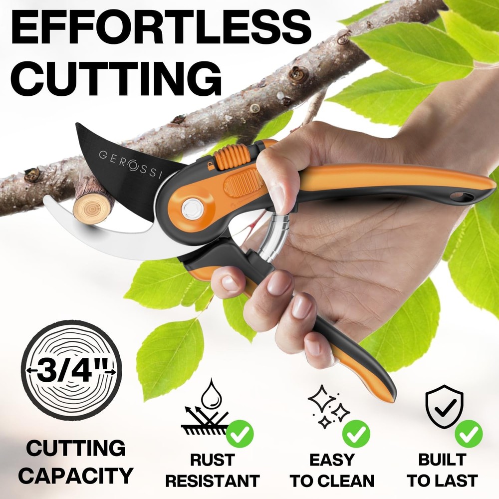 Bypass Pruning Shears with Ultra Sharp Blades - Premium Pruners w/Adjustable ...