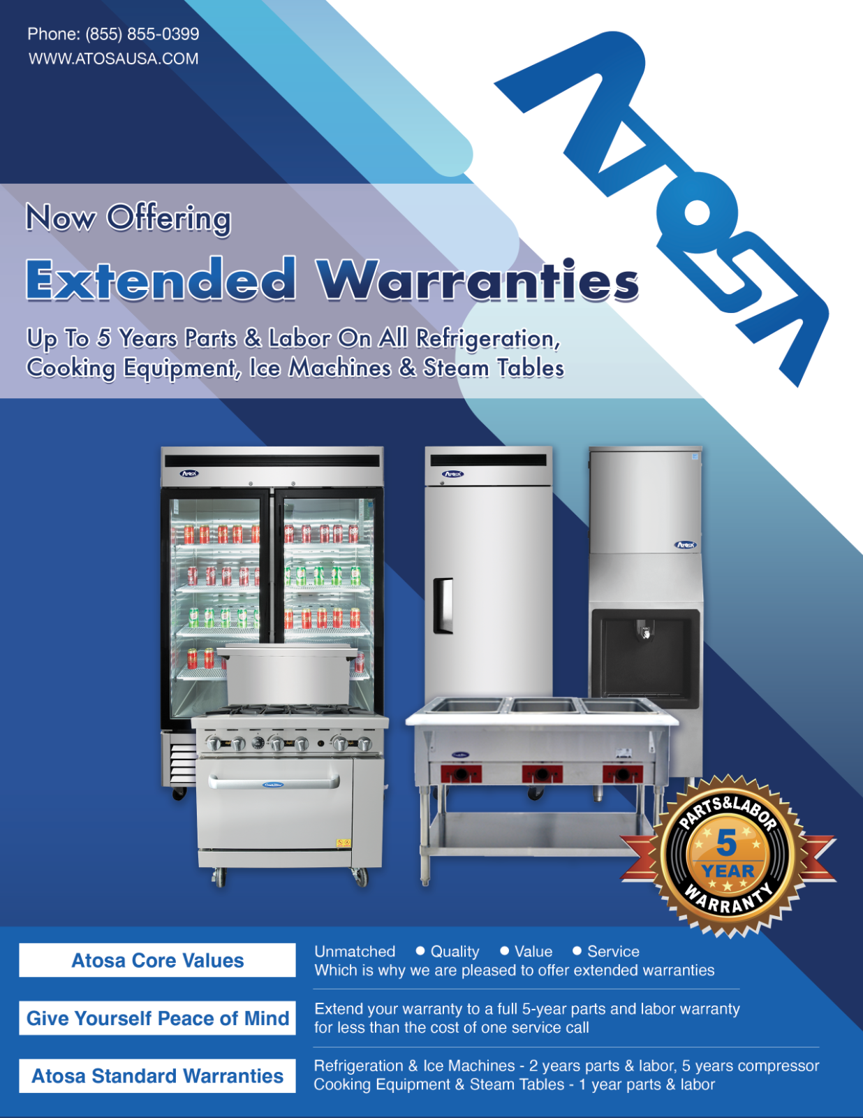 Atosa MCF8722GR, 1 GLASS Door REFRIGERATOR WITH 5 YEARS PARTS & LABOR!!!