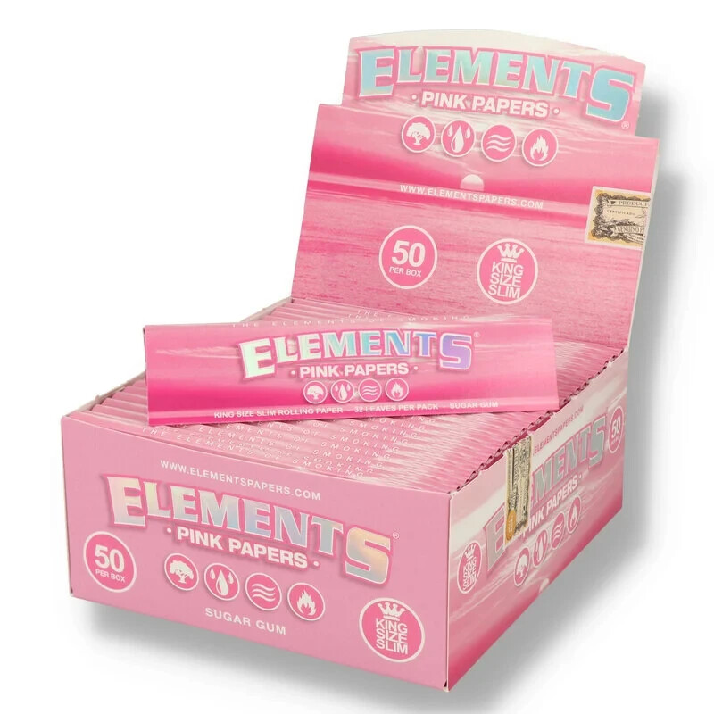 😎 5X PACKS ✨ ELEMENTS PINK✨ KING SIZE SLIM ROLLING PAPERS👀
