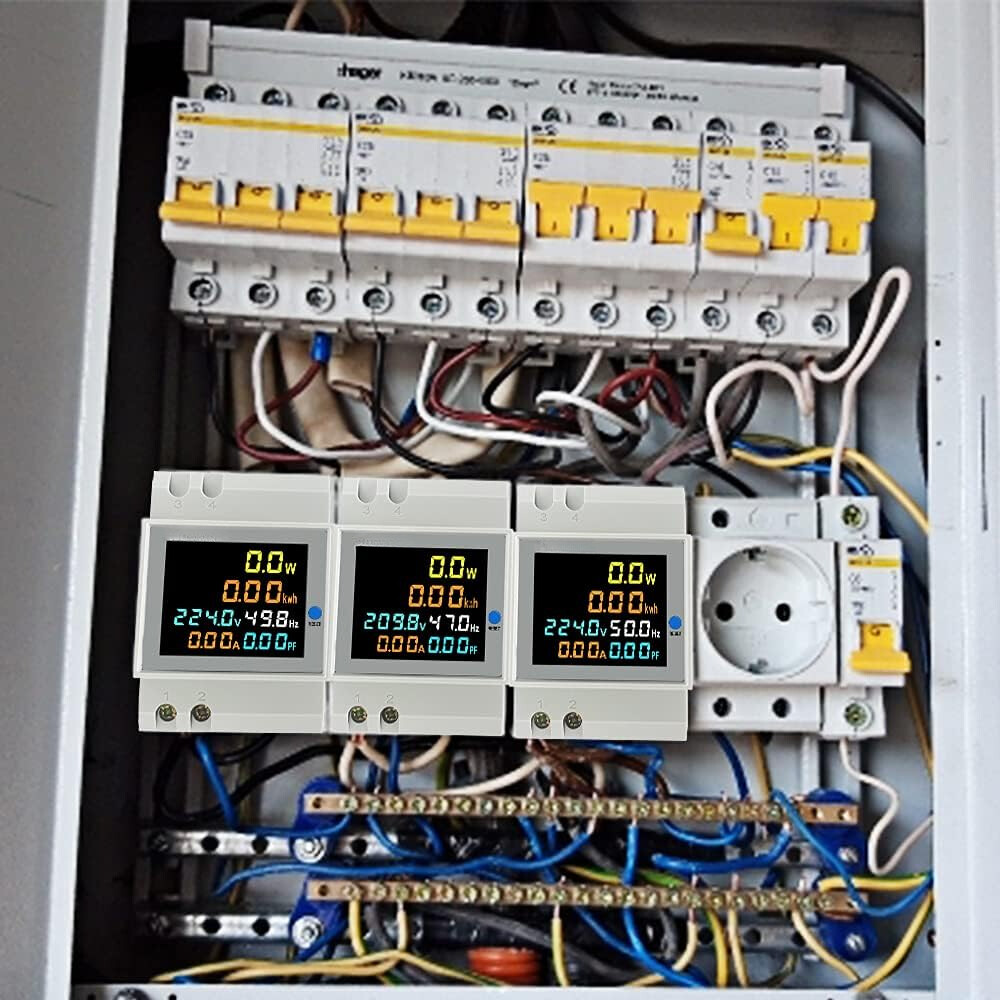 Single Phase Energy Meter Din Rail Electricity Usage Monitor Meter AC 300V 100A