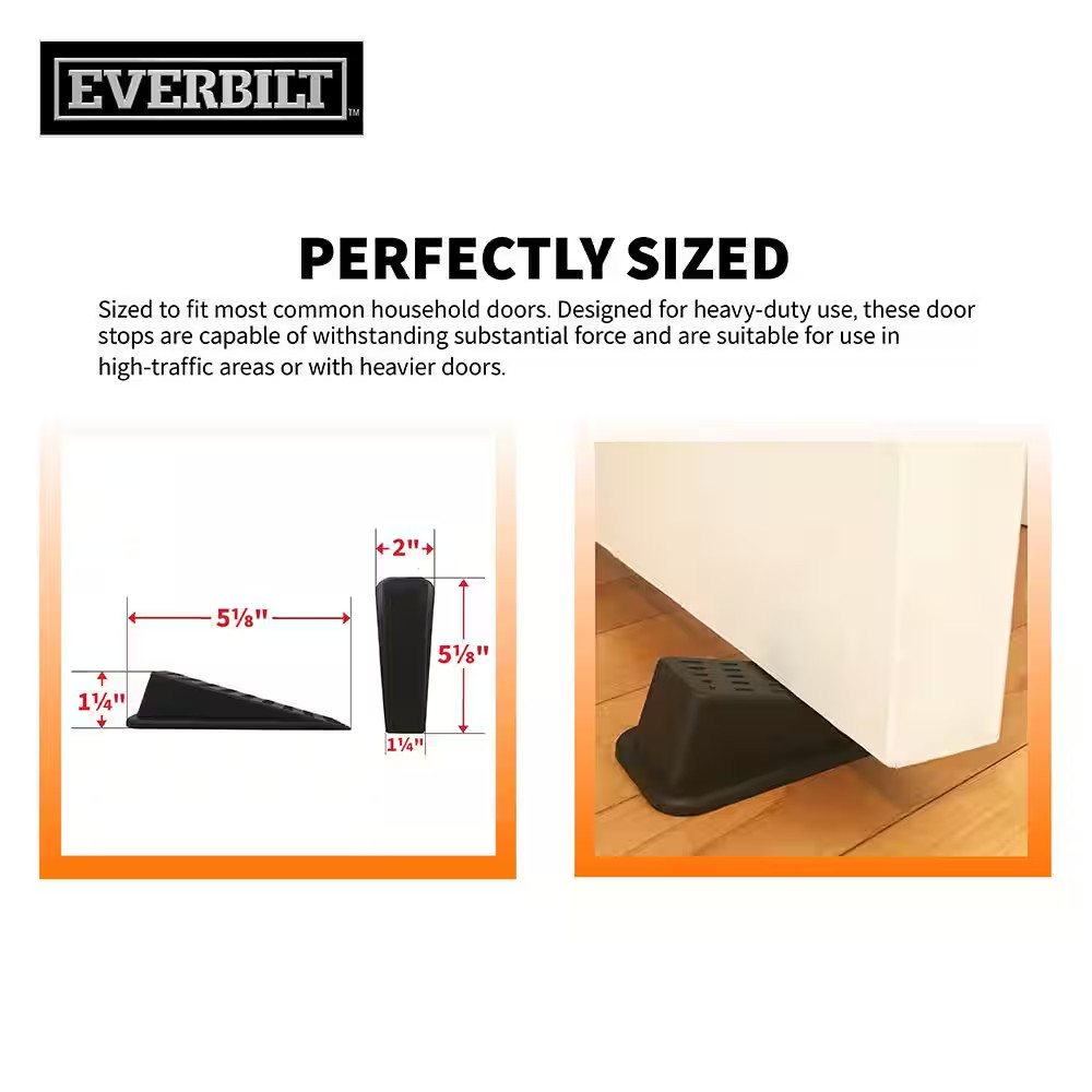 Heavy-Duty Brown Rubber Door Stop (2-Pack)