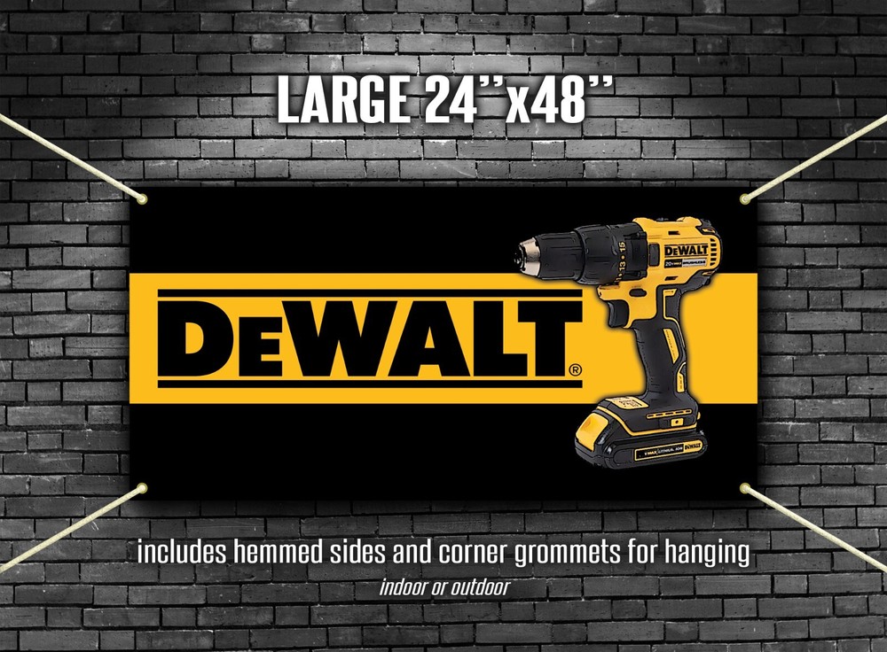 DeWalt Drill 20V workshop man cave banner 24"x48"