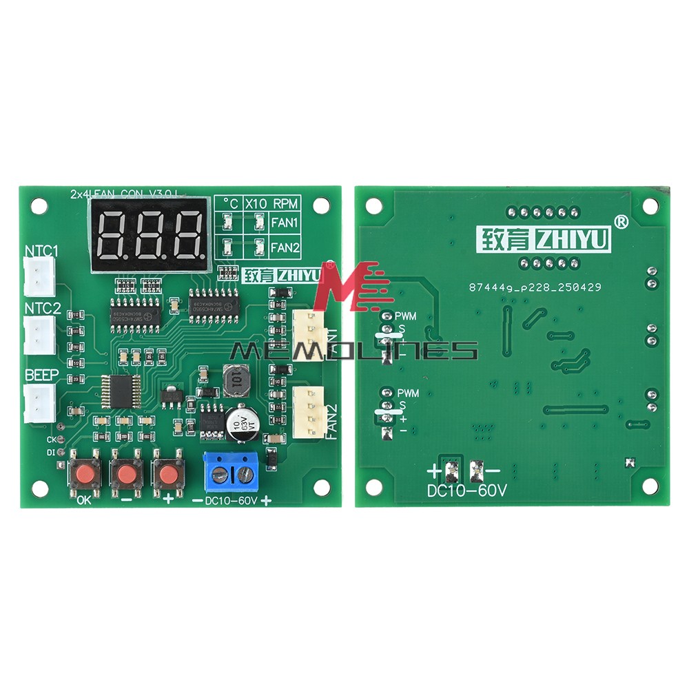 Heat Dissipation PWM 4 Wire Fan Temperature 2-Way Speed Controller Module