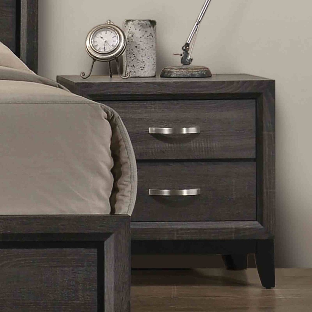 Contemporary Style Twin Size 6pc Bed Set Panel Headboard Two Tone Design Gray