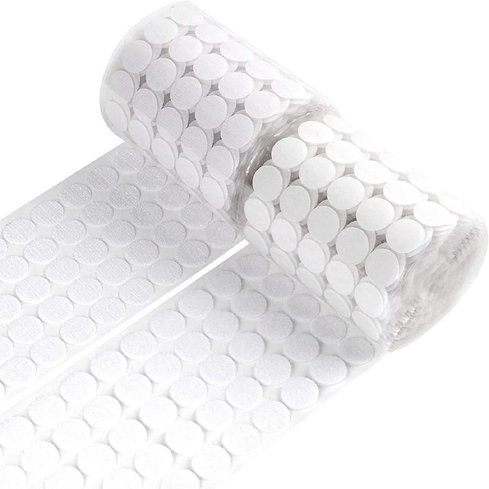 Self Adhesive Dots 1400Pcs (700 Pairs) 0.79" Diameter White Hook & Loop Dots Sti