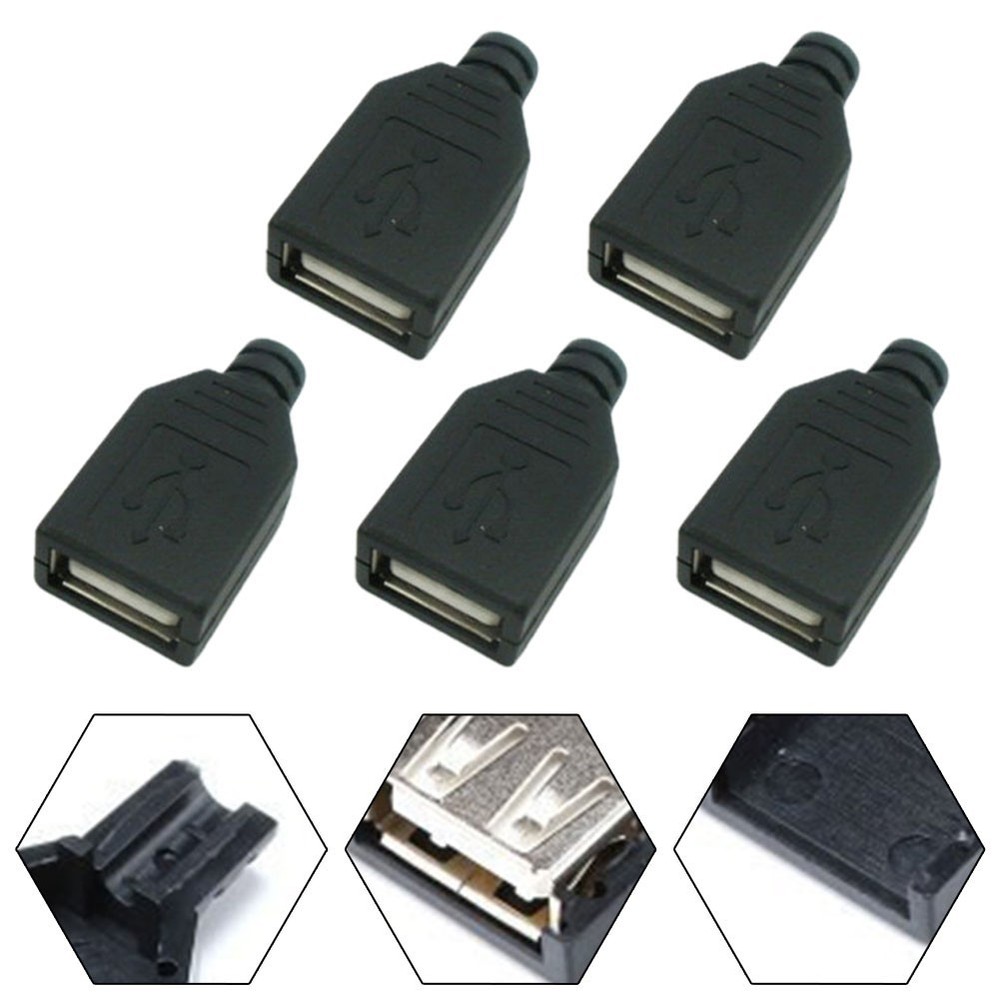 USB Female Socket Shell USB 2.0 Female Socket Accessories High Quality