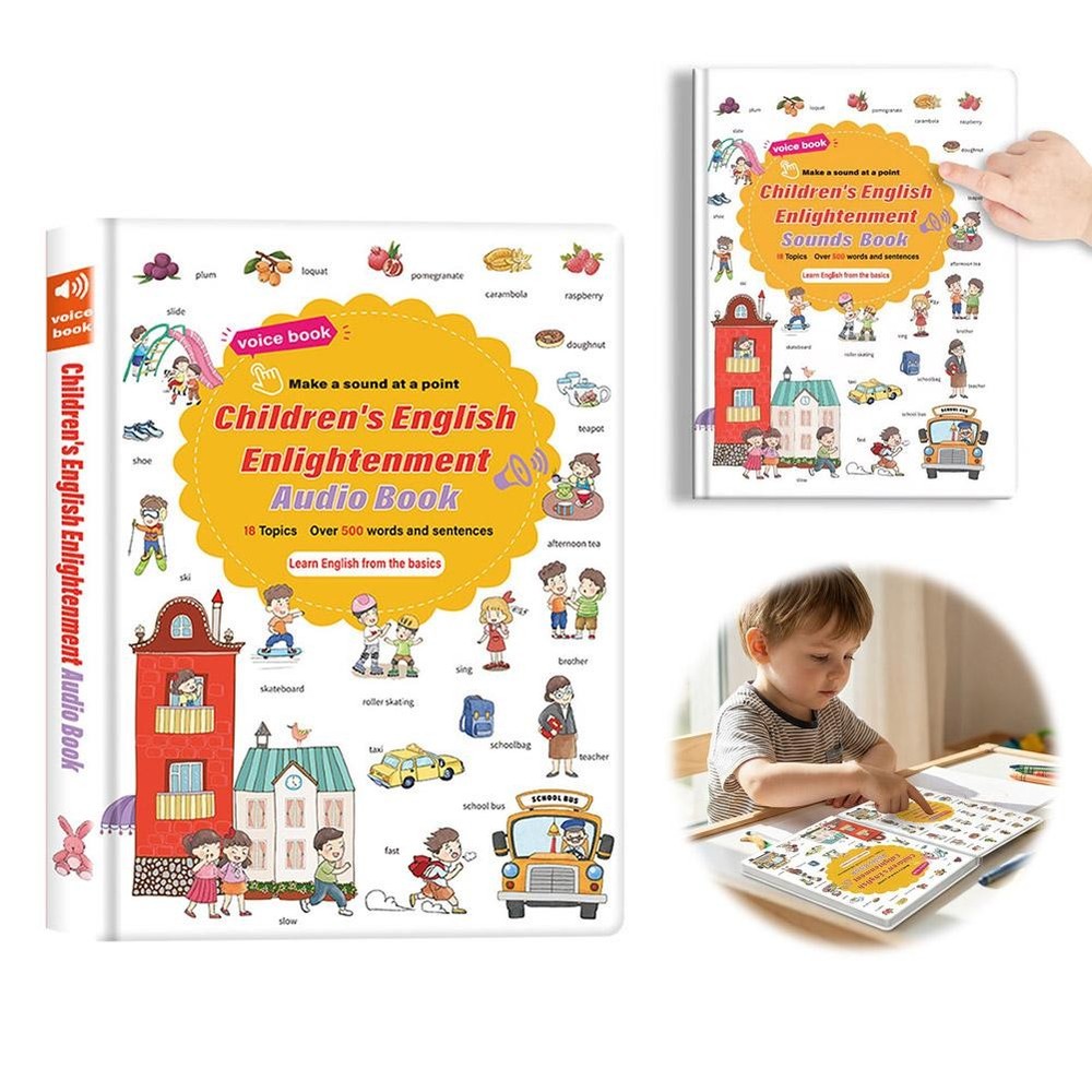 500-Word Audio Learning Book, English Words Sound Book for Kids