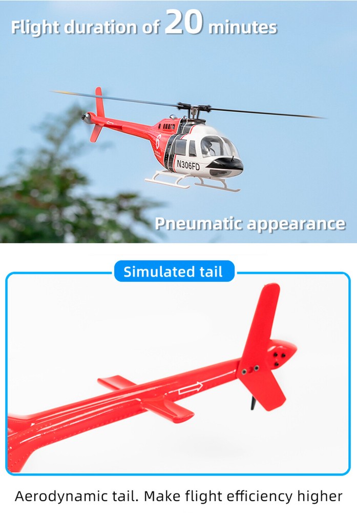 Fly wing Bell 206 V3 6CH GPS 3D Auto Return Remote Control RC RTF Helicopter