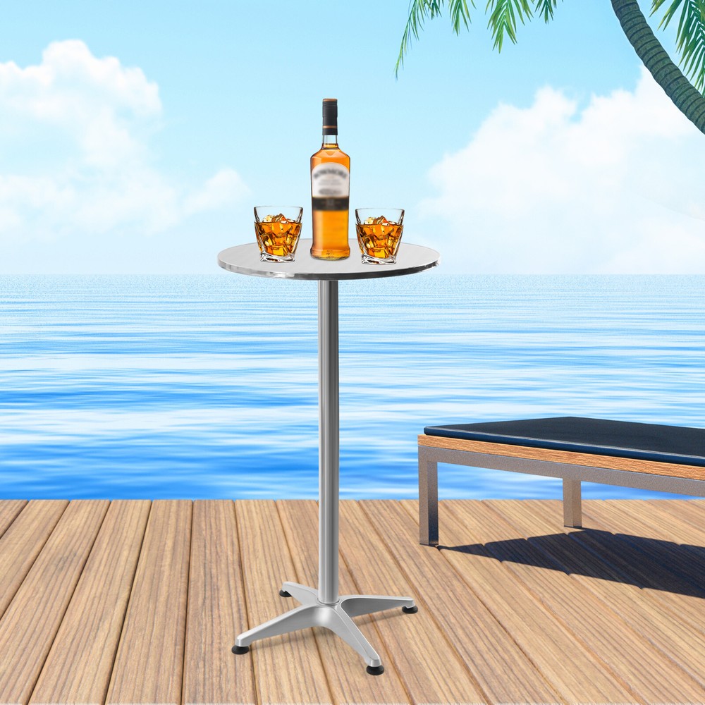 23.6" Round Pub Table Bistro Bar Height Cocktail Table W/ 90° Foldable Table