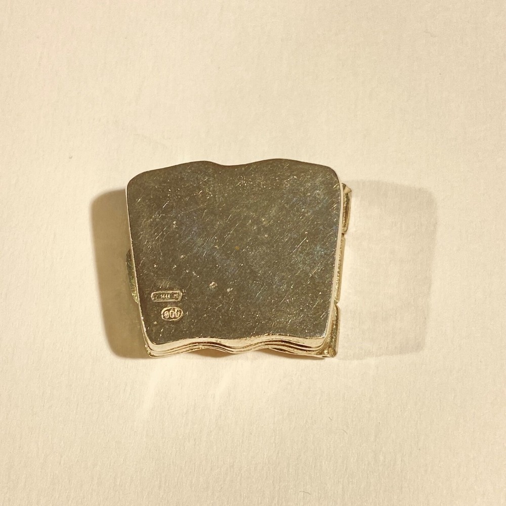 Vintage Solid Silver Italian book shape Pill Box, Hallmarked
