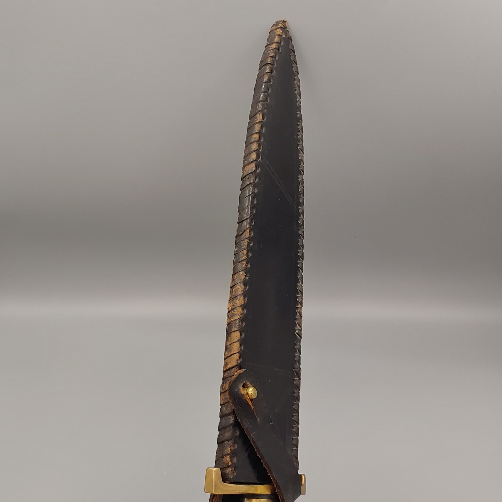 VTG Custom Arkansas Toothpick Knife Dagger w/ Sheath 19" walnut/brass handle 12"