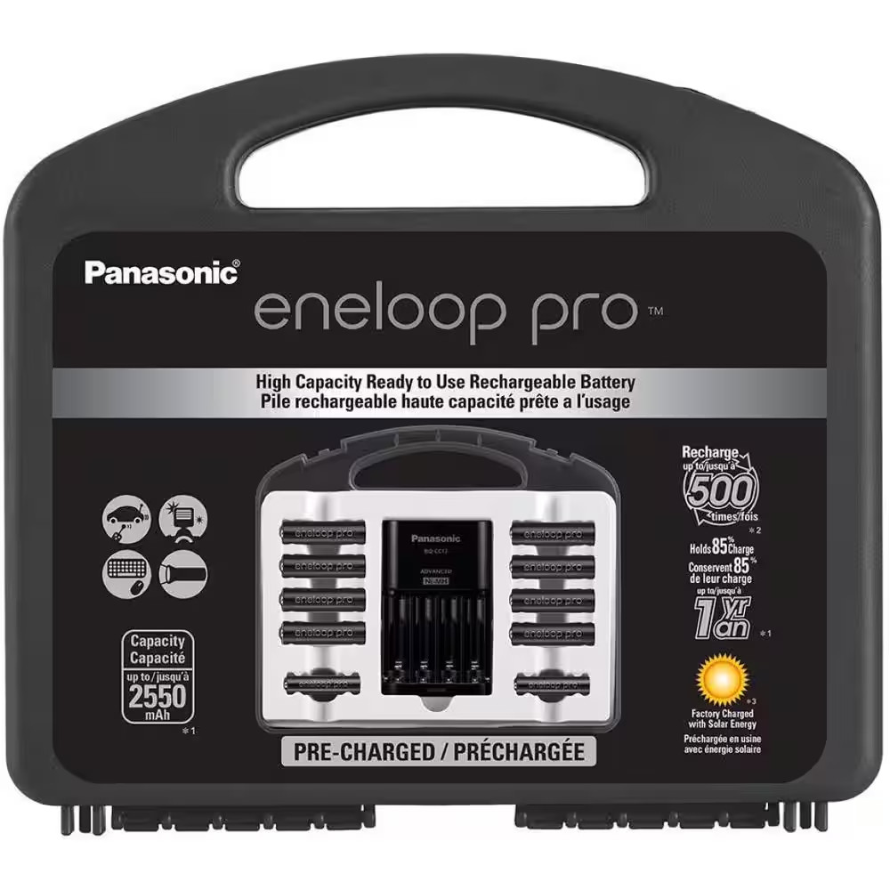 Eneloop Pro Power Pack Includes 8AA, 2AAA Ni-Mh Rechargeable Batteries, Advanced