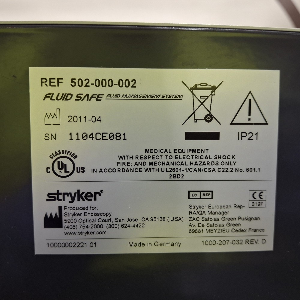 Stryker Fluid Safe Fluid Management System