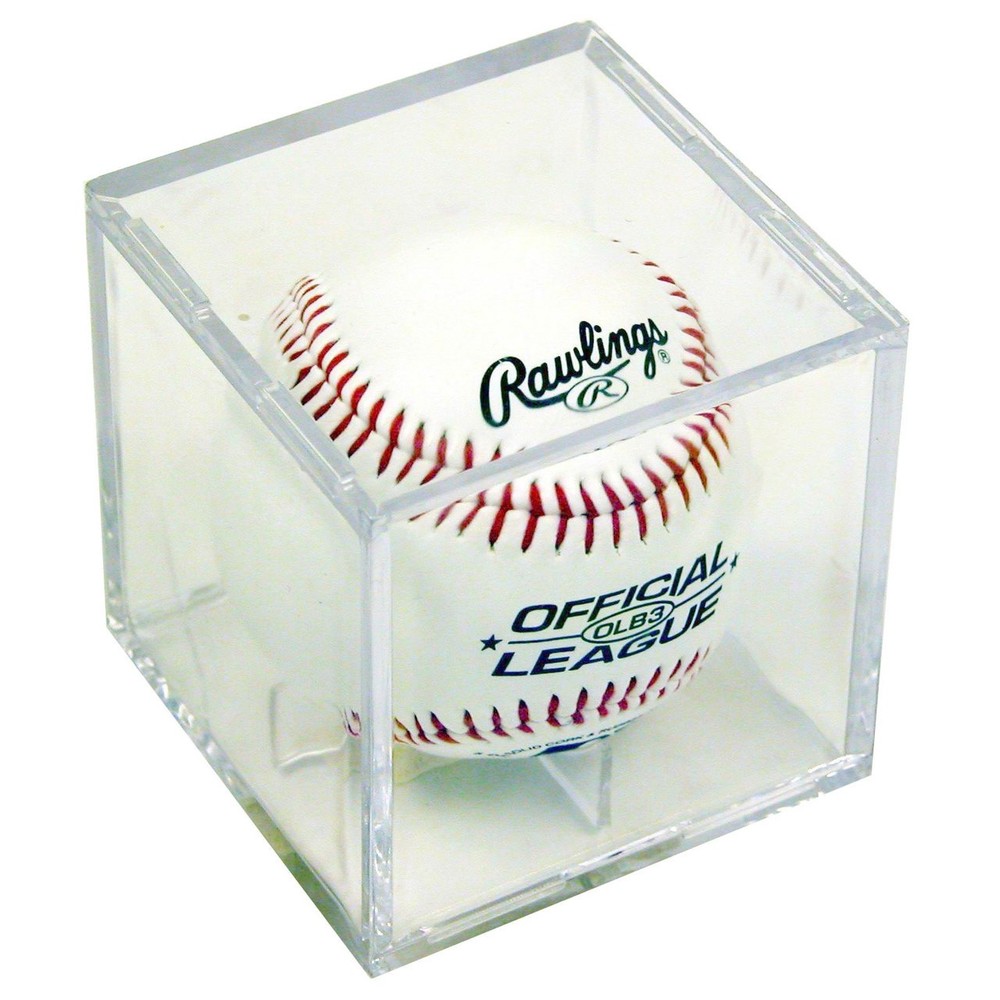 Baseball Cube Holder Display Case with Built in Stand