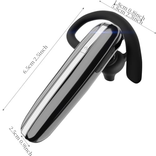 Bluetooth Headset V5.3 Single-Ear Earpiece with Wireless Microphone 48H