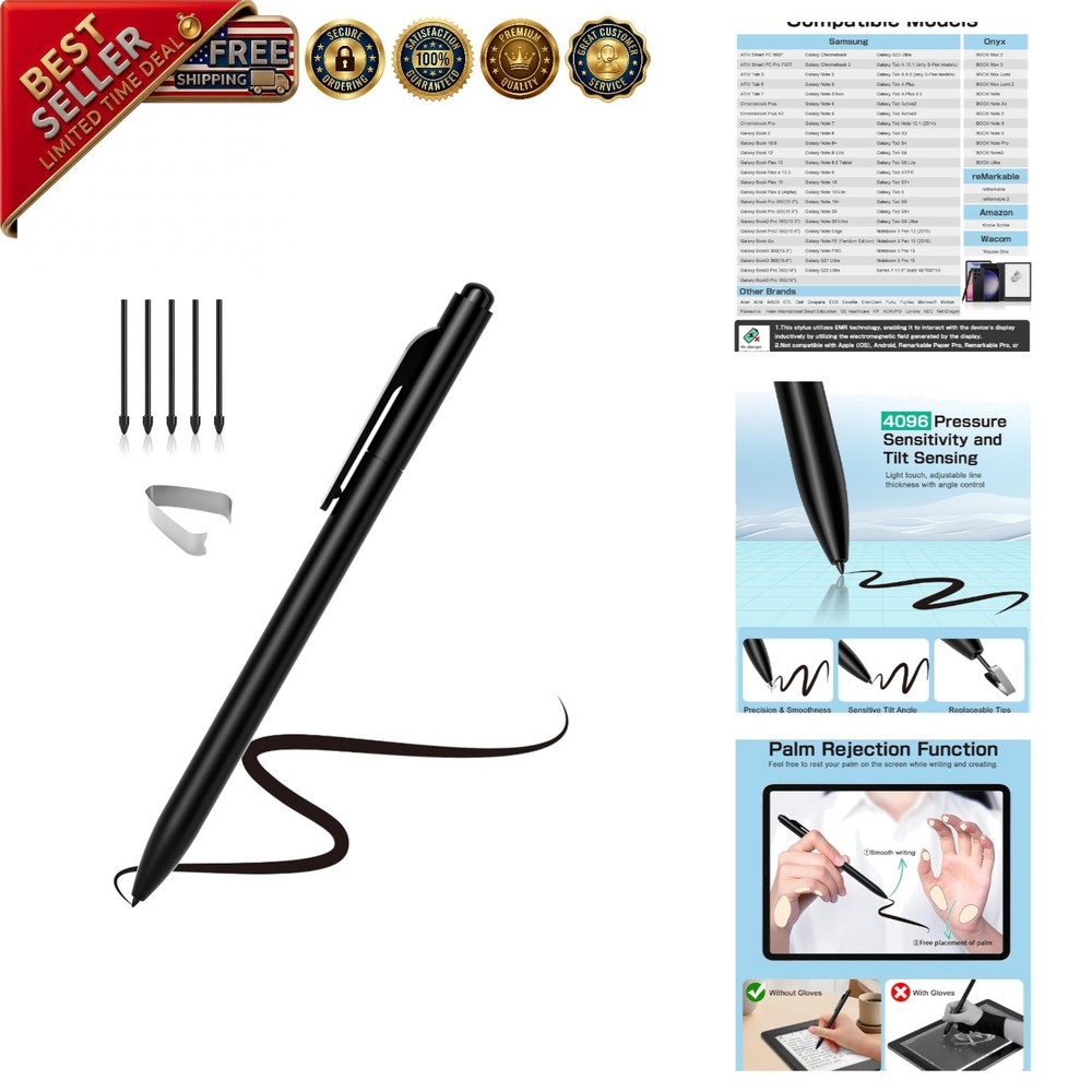 Digital Stylus with Palm Rejection for Remarkable 2 - Precision Writing & 5 Tips