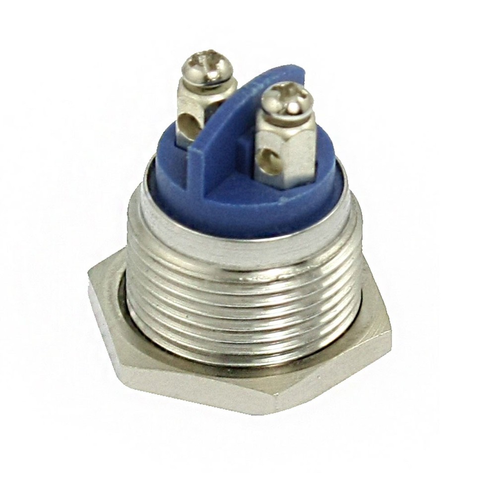 36V DC 2A High Round Silver Tone Push Button Switch