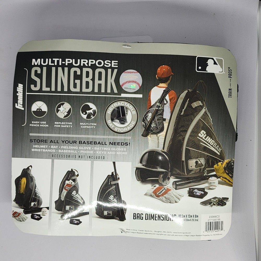 Franklin Multi-Purpose Baseball MLB Slingback Bag  Black/Grey 18.5"x13"x8"