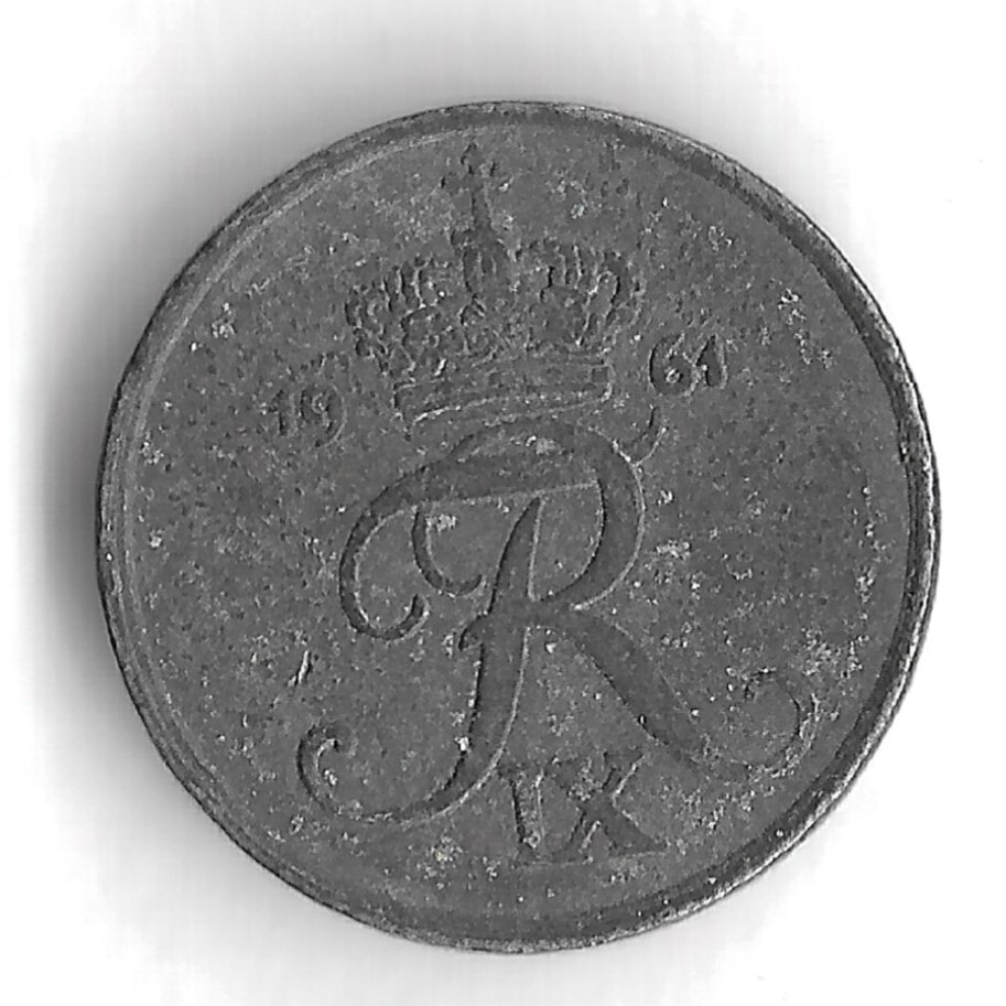 1961 Denmark 1 Ore Small World Coin - KM# 839 (b)
