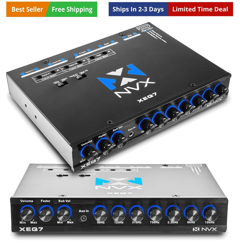 7-Band Graphic Equalizer with Front 3.5mm Aux Input, Dual RCA Inputs, Subwoof...