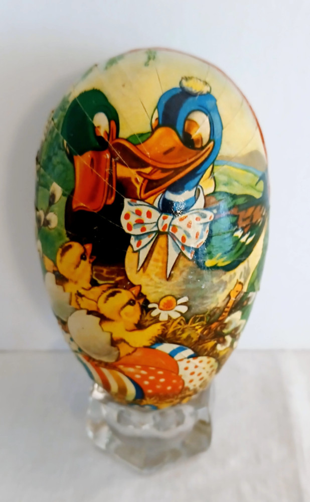 Vintage West German Paper Mache Easter Egg Candy Containers (2) Great Condition